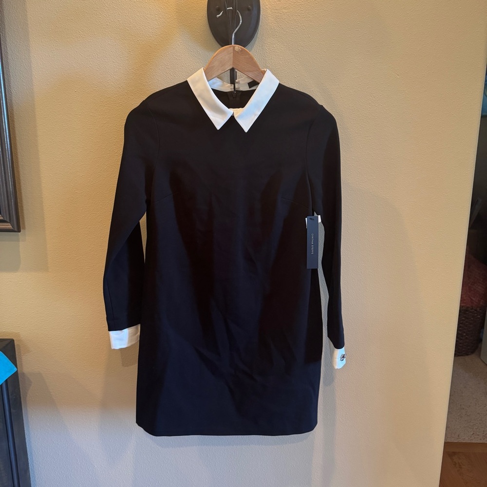 NWT! $198 Cynthia Steffe Ponte Shirtdress Black Size 4 PETER PAN COLLAR